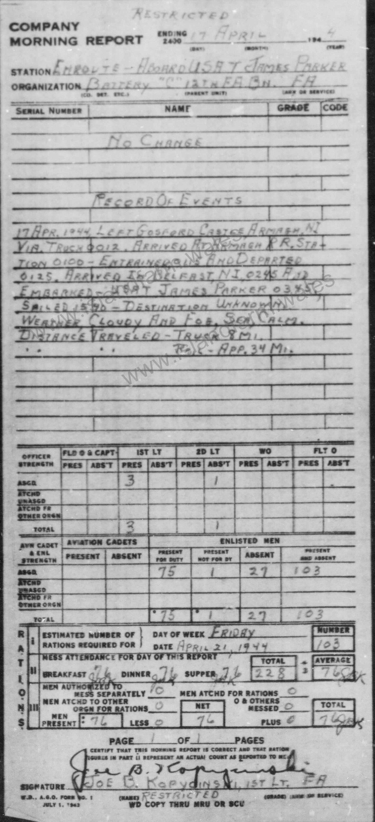 17 April 1944 Report